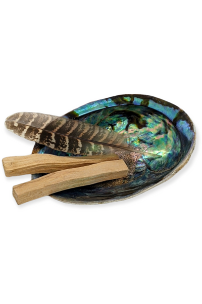 Palo Santo smudge kit with abalone shell & feather