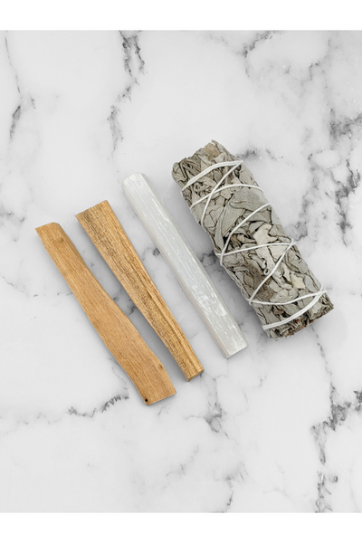 Sage smudge kit with abalone shell and selenite stick - Home protection & Cleaning