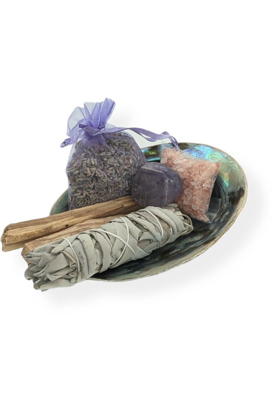 Calming Smudge kit with Lavender, Sage & Amethyst Crystal