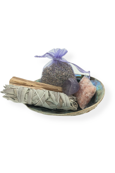 Calming Smudge kit with Lavender, Sage & Amethyst Crystal