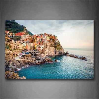 Manarola Sea Framed Canvas Painting - Framed Canvas Painting - $217.99