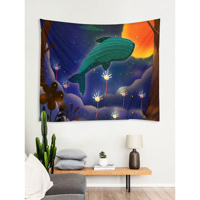 Breaching Whale Theme Wall Tapestry Decor