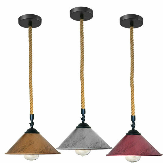 Pendant Light cone Shade With Hemp Rope - Hemp_Rope_Lamp_Lighting - $92.99