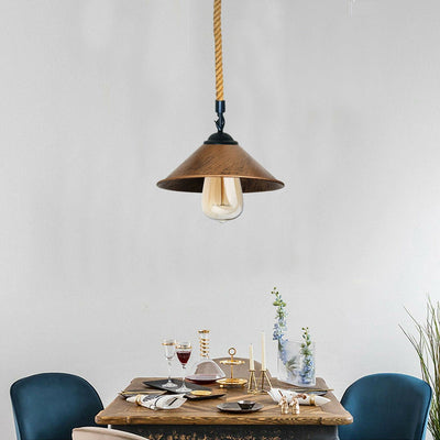 Pendant Light cone Shade With Hemp Rope - Hemp_Rope_Lamp_Lighting - $92.99