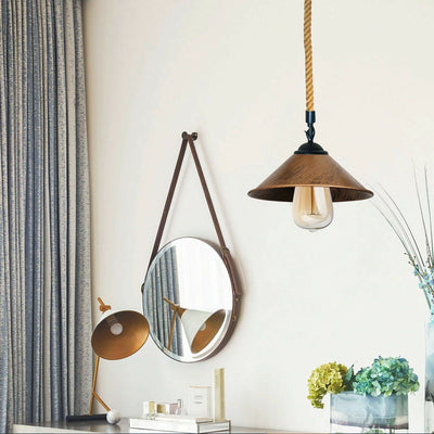 Pendant Light cone Shade With Hemp Rope - Hemp_Rope_Lamp_Lighting - $92.99