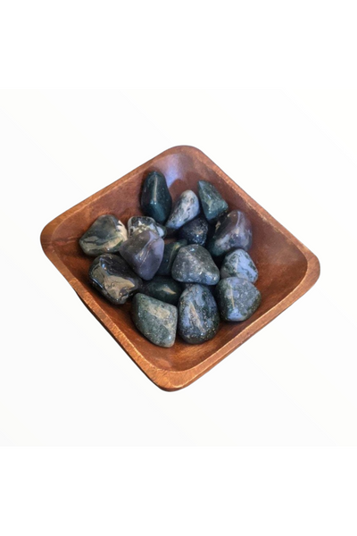 Tumbled Green Moss agate crystals - Balance & Abundance - 1 pc