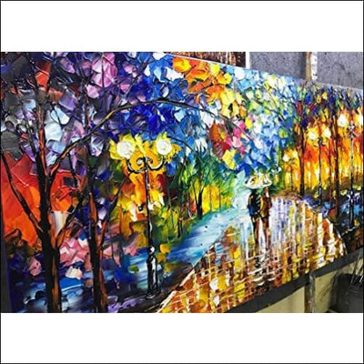 Rain Night Street View Framed - Canvas Painting - Framed Canvas Painting - $372.99