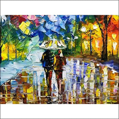 Rain Night Street View Framed - Canvas Painting - Framed Canvas Painting - $372.99
