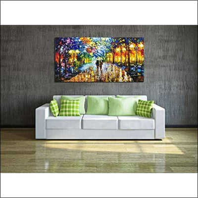 Rain Night Street View Framed - Canvas Painting - Framed Canvas Painting - $372.99