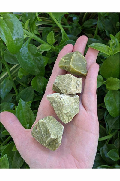 Rough green opal crystals