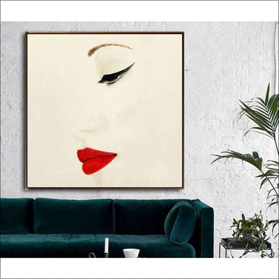 Red Lipped Woman Framed Canvas Painting - Framed Canvas Painting - $1610.99