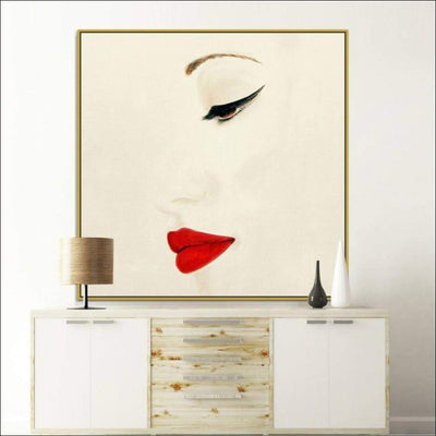 Red Lipped Woman Framed Canvas Painting - Framed Canvas Painting - $1610.99