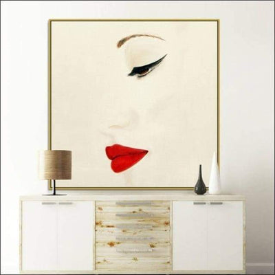 Red Lipped Woman Framed Canvas Painting - Framed Canvas Painting - $1610.99