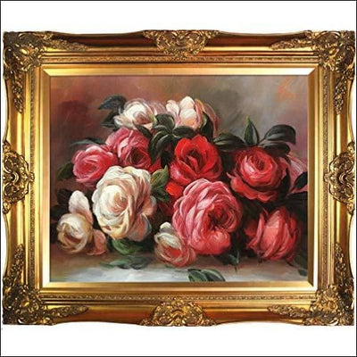 Gold Framed Canvas Painting  Renoir Discarded Roses Victorian - Framed Canvas Painting - $2519.99