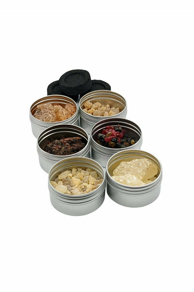 Resin incense variety pack with charcoal discs