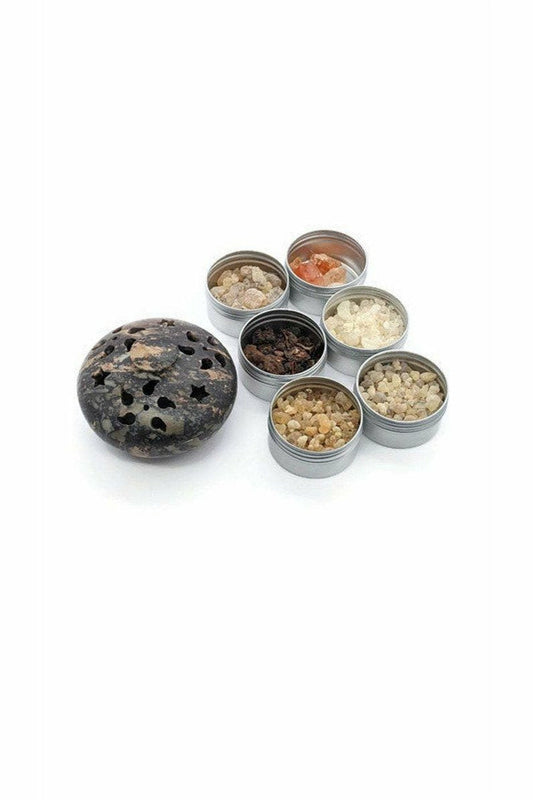 Soapstone multi burner with resin incense set