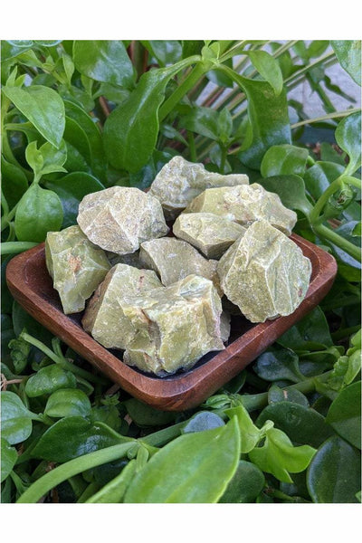 Rough green opal crystals