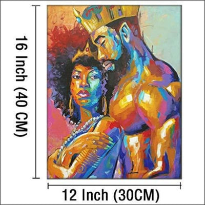 Royal Black King & Queen Framed - Canvas Painting - Framed Canvas Painting - $146.99