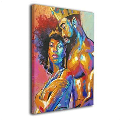 Royal Black King & Queen Framed - Canvas Painting - Framed Canvas Painting - $146.99