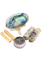 Purple Sinuata flower smudge kit with crystal candle - Cleansing Kit
