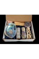 Purple Sinuata flower smudge kit with crystal candle - Cleansing Kit