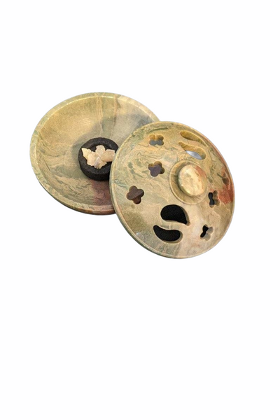 Carved 2 piece soapstone multi incense burner