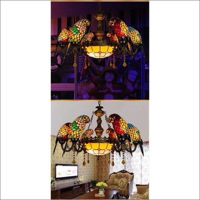 Stained Glass Crystal Parrot Pendant - Ceiling Lamp - Ceiling Lamp - $1588.99