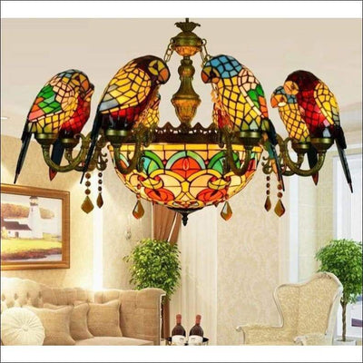 Stained Glass Crystal Parrot Pendant - Ceiling Lamp - Ceiling Lamp - $1588.99