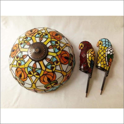 Stained Glass Crystal Parrot Pendant - Ceiling Lamp - Ceiling Lamp - $1588.99