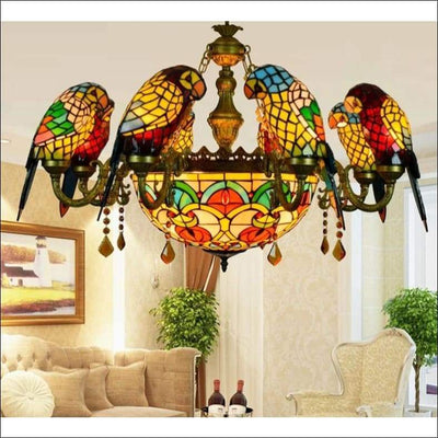 Stained Glass Crystal Parrot Pendant - Ceiling Lamp - Ceiling Lamp - $1588.99