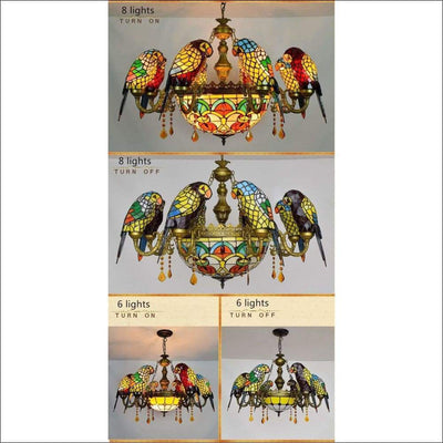 Stained Glass Crystal Parrot Pendant - Ceiling Lamp - Ceiling Lamp - $1588.99