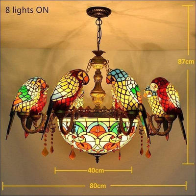 Stained Glass Crystal Parrot Pendant - Ceiling Lamp - Ceiling Lamp - $1588.99