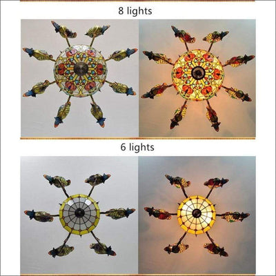 Stained Glass Crystal Parrot Pendant - Ceiling Lamp - Ceiling Lamp - $1588.99