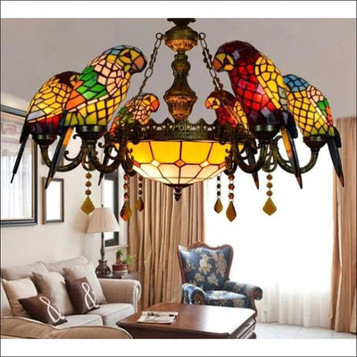 Stained Glass Crystal Parrot Pendant - Ceiling Lamp - Ceiling Lamp - $1588.99