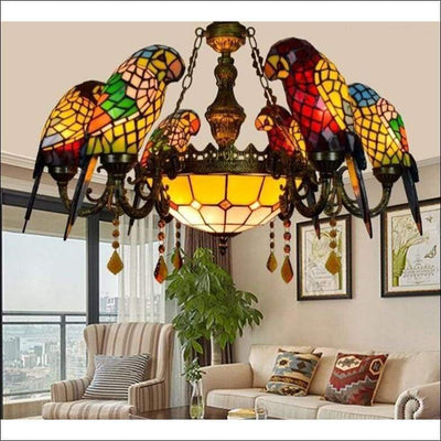 Stained Glass Crystal Parrot Pendant - Ceiling Lamp - Ceiling Lamp - $1588.99