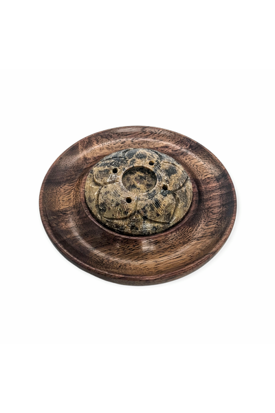 Wood and Soapstone Incense Holder 1 pc