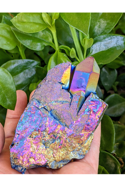 Titanium Rainbow Aura Quartz Cluster - medium