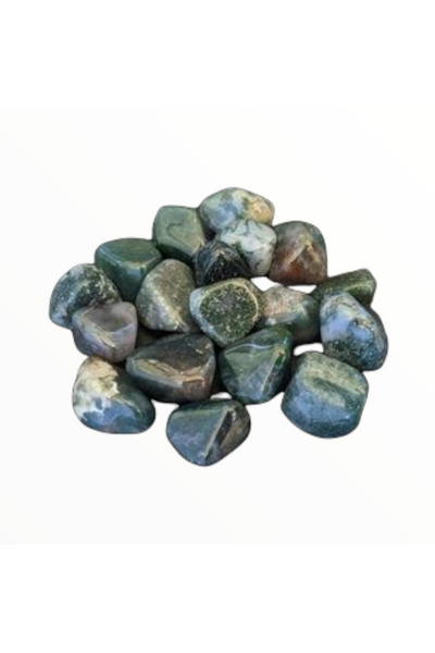 Tumbled Green Moss agate crystals - Balance & Abundance - 1 pc