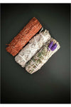 White sage, dragons blood, sage lavender and eucalyptus smudge variety pack