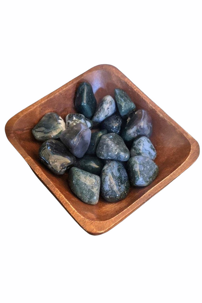 Tumbled Green Moss agate crystals - Balance & Abundance - 1 pc