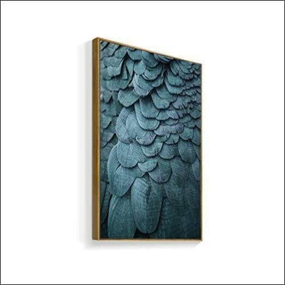 Turquoise Feather Framed Canvas Painting - Framed Canvas Painting - $173.99