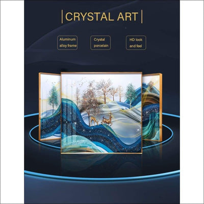 Wealth Deer Nordic Mural Crystal Porcelain Framed Canvas Painting - Framed Canvas Painting - $12921.99