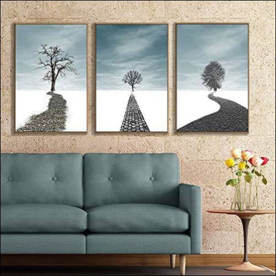 Winter Tree of Life 3PC Framed Canvas Painting - Framed Canvas Painting - $270.99