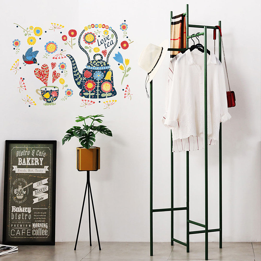 I Love Tea Statement - Colorful Teapot Wall Sticker Decal